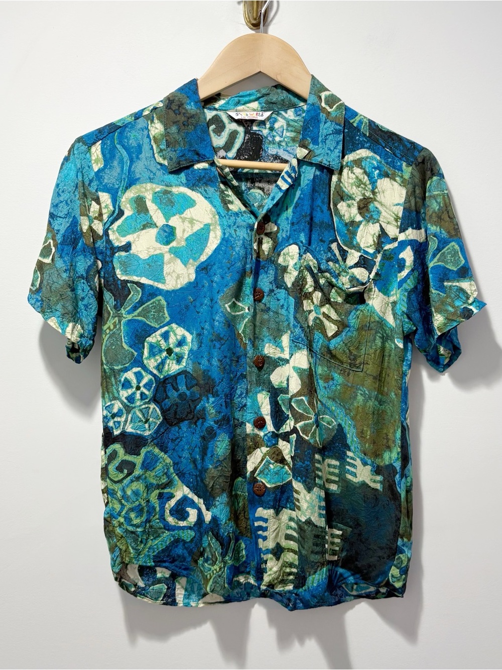 Jams World Lil’ People Tibb Tiare Bright Blue Button Up Shirt Size Medium 8-10
